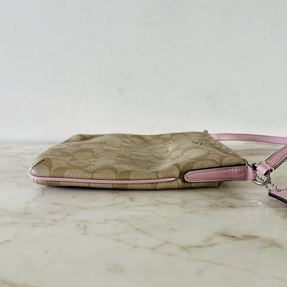 COACH Light Khaki Petal Signature Canvas Messenger Crossbody Bag - Picture 9 of 14